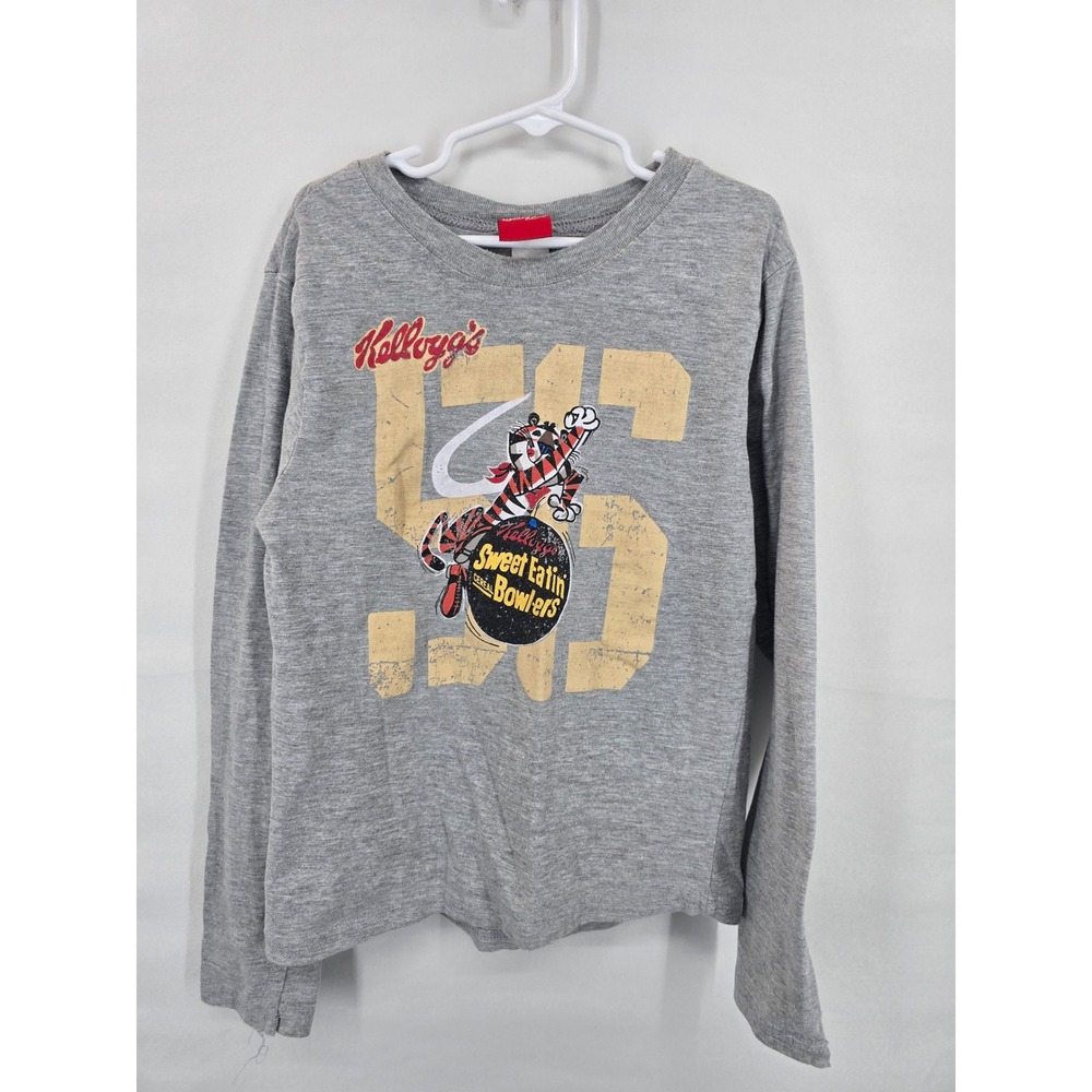 Kelloggs Tony the Tiger Gray‎ Long Sleeve Graphic T-Shirt Kids Small S 1651